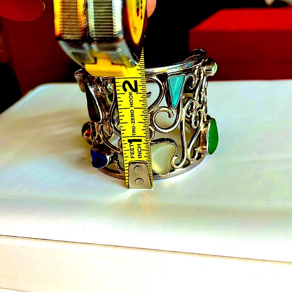 AuthenticCharles AlbertSterlingSilverCuffmulticolorSeaGlassContemporaryStunnig🔥 - Picture 7 of 12